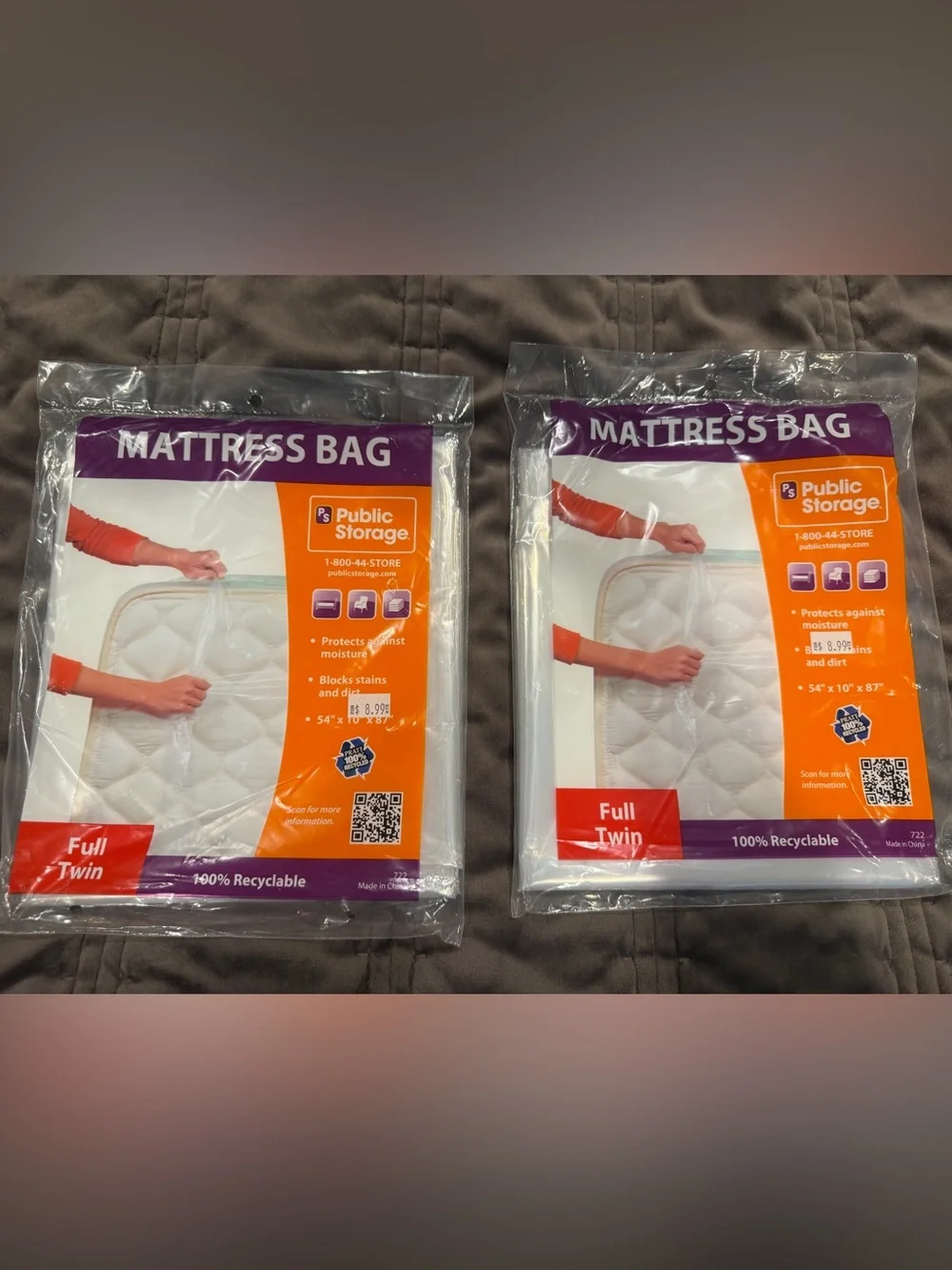 2 never opened Full/Twin Mattress Protective Covers for Moving/Storage